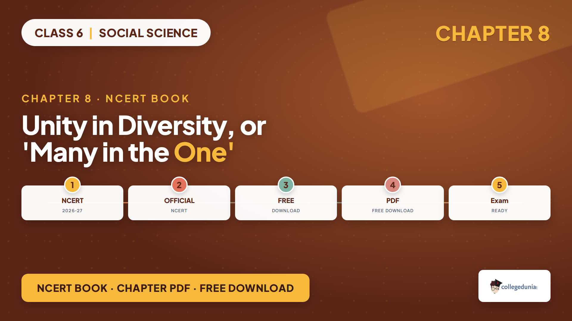 NCERT Class 6 Social Science Chapter 8 Unity in Diversity, or 'Many in the One' book PDF free download for 2026-27
