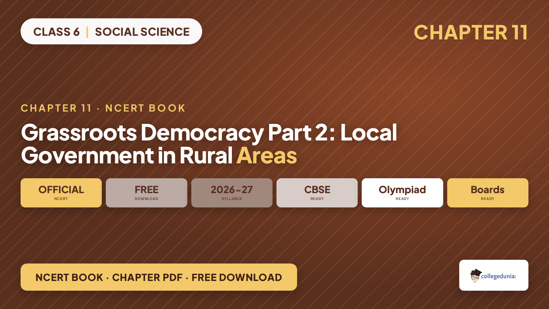 Class 6 Social Science Chapter 11 Grassroots Democracy Part 2 Local Government in Rural Areas NCERT book chapter PDF free download for the 2026-27 syllabus