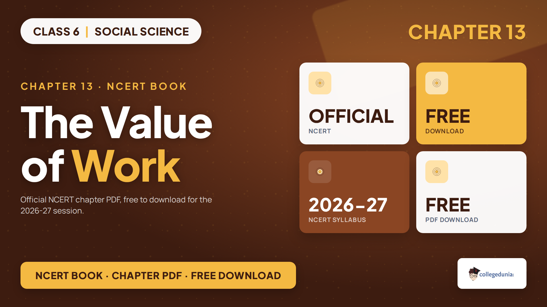 NCERT Class 6 Social Science Chapter 13 The Value of Work book PDF free download