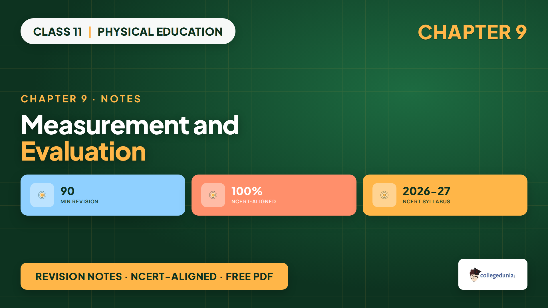 Class 11 Physical Education Chapter 9 Measurement and Evaluation notes cover