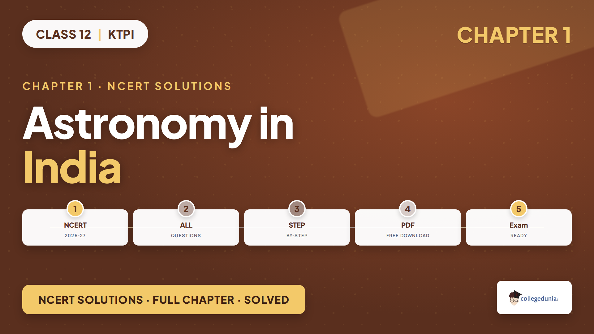 NCERT Solutions for Class 12 KTPI Chapter 1 Astronomy in India, full chapter solved with free PDF download
