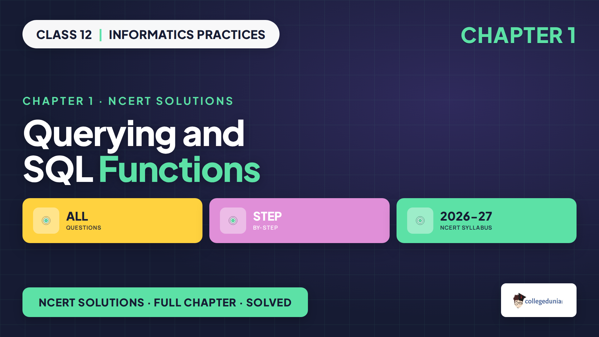 NCERT Solutions Class 12 Informatics Practices Chapter 1 Querying and SQL Functions