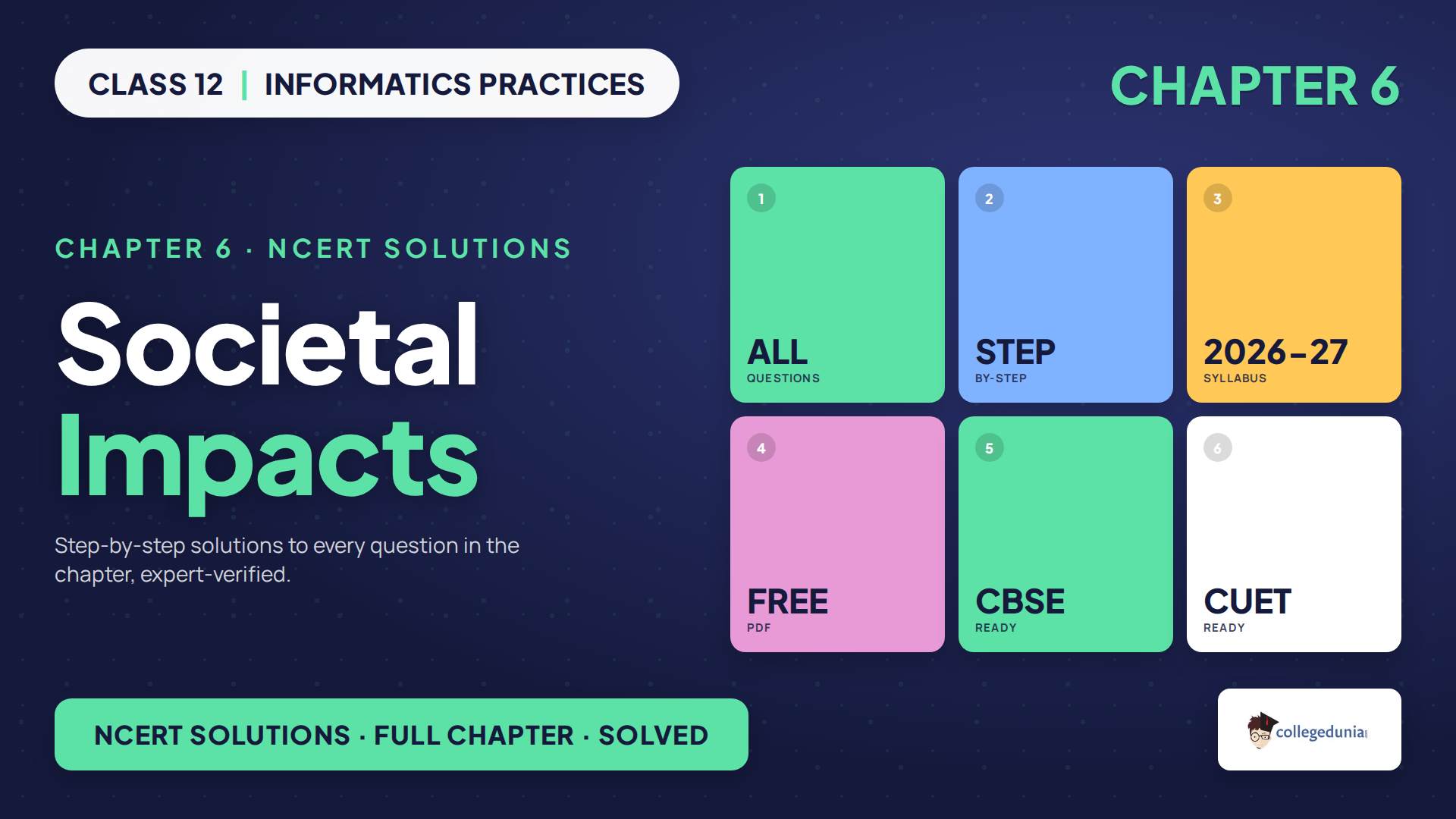 NCERT Solutions for Class 12 Informatics Practices Chapter 6 Societal Impacts for the 2026-27 CBSE syllabus