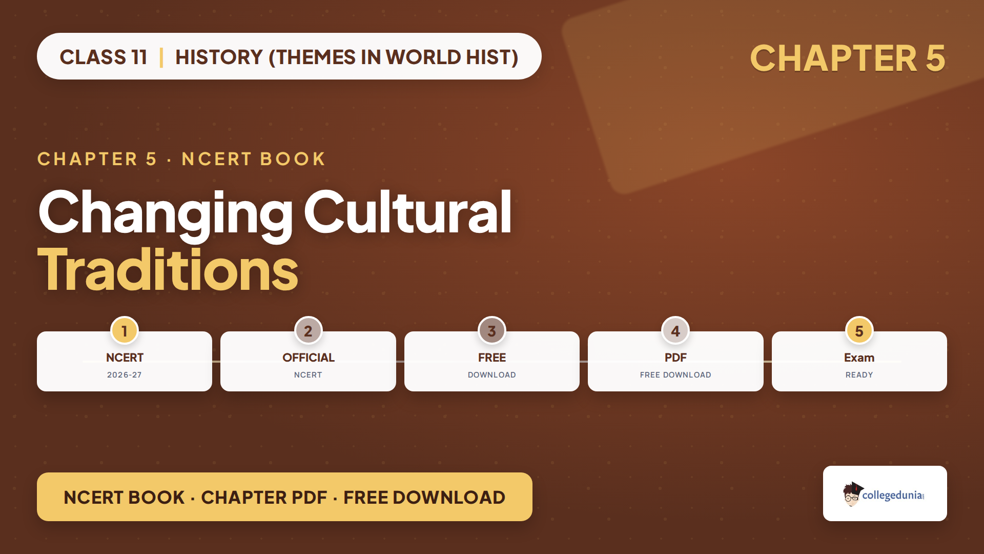 NCERT Class 11 History Chapter 5 Changing Cultural Traditions book PDF free download for 2026-27