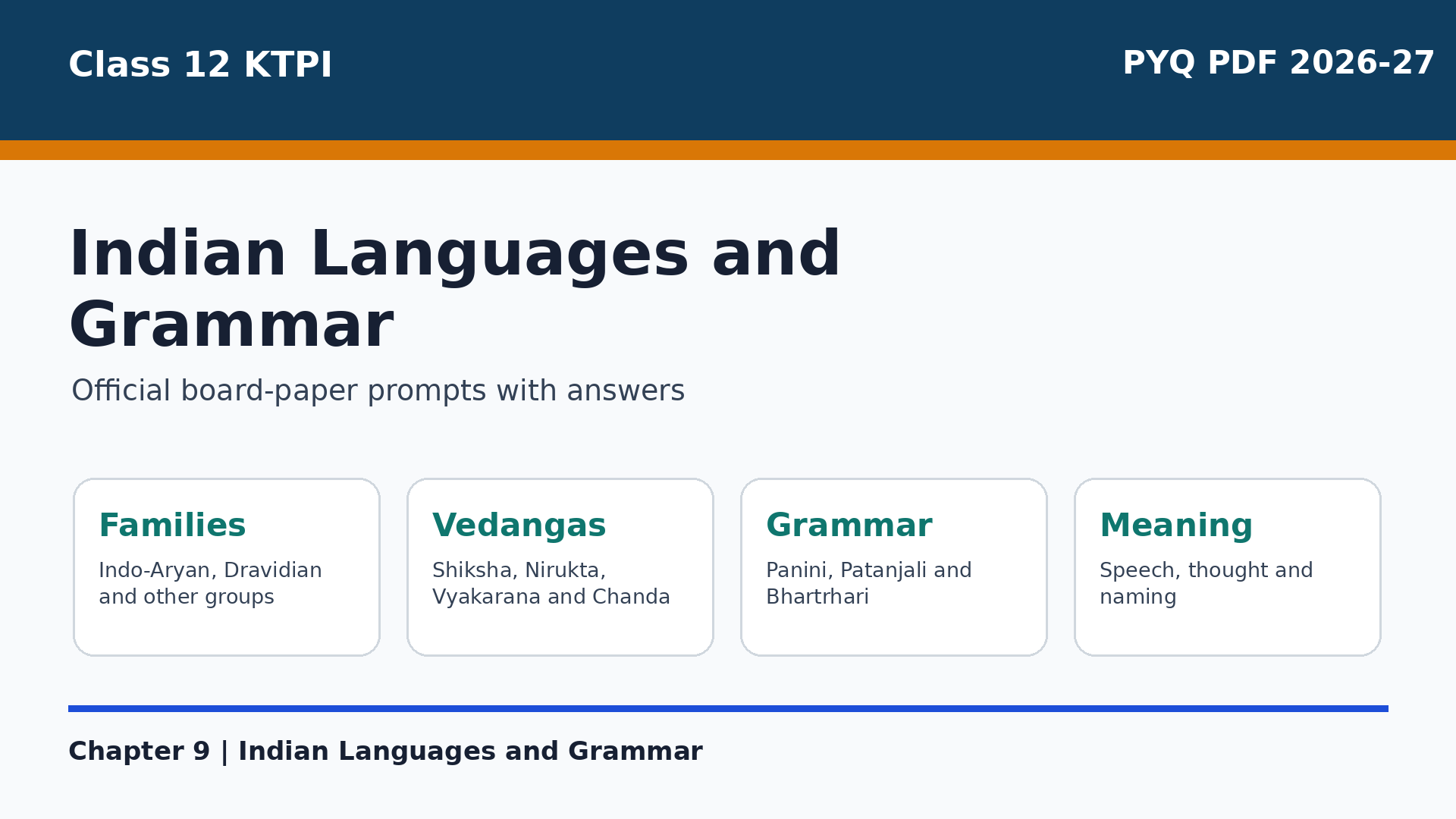 Class 12 KTPI Indian Languages and Grammar PYQ PDF with official previous year questions
