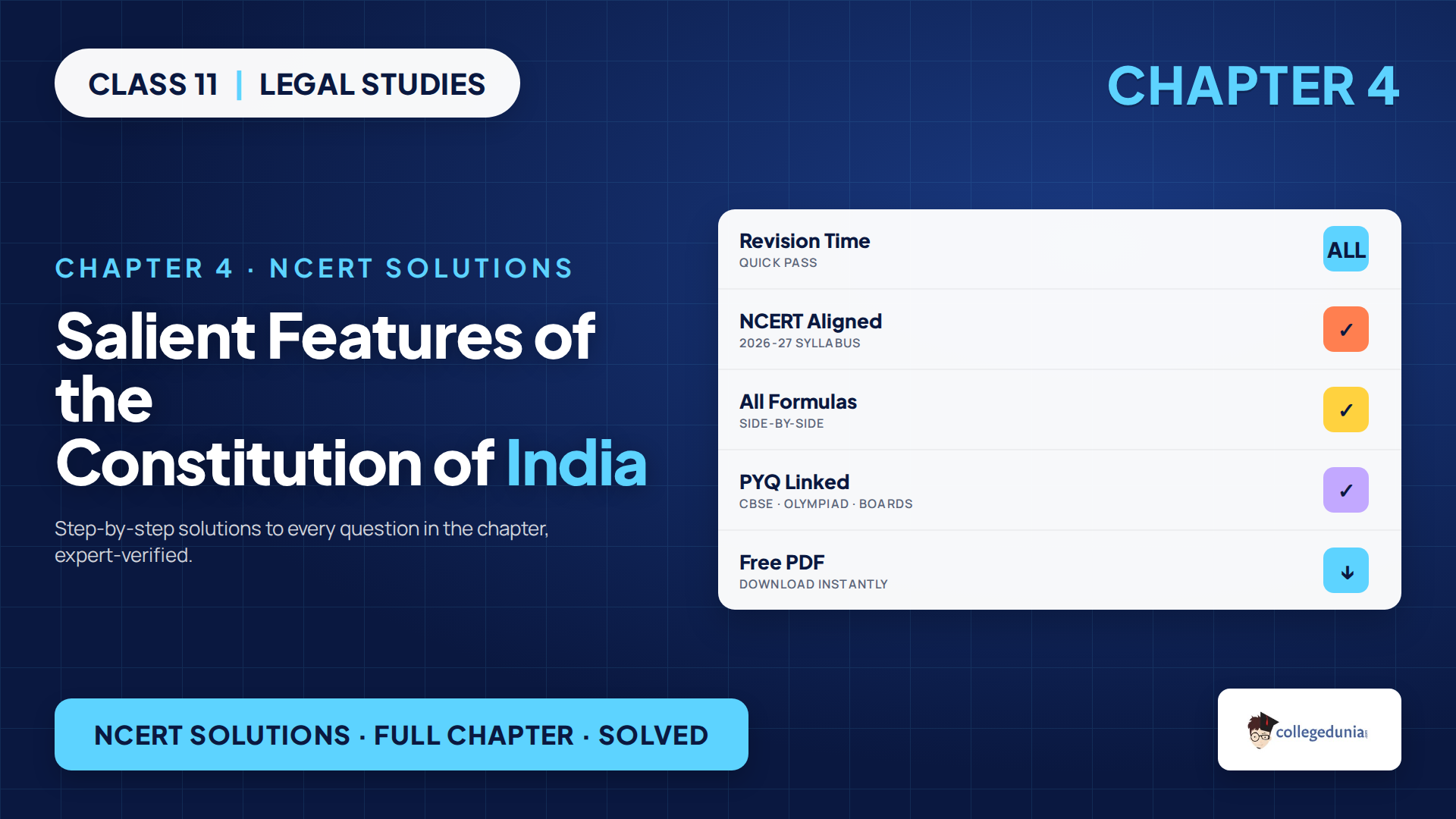 Class 11 Legal Studies Chapter 4 Salient Features of the Constitution of India NCERT Solutions