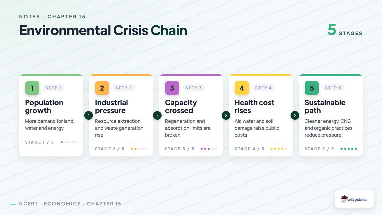 Environmental crisis chain for Class 11 Economics Chapter 15 notes