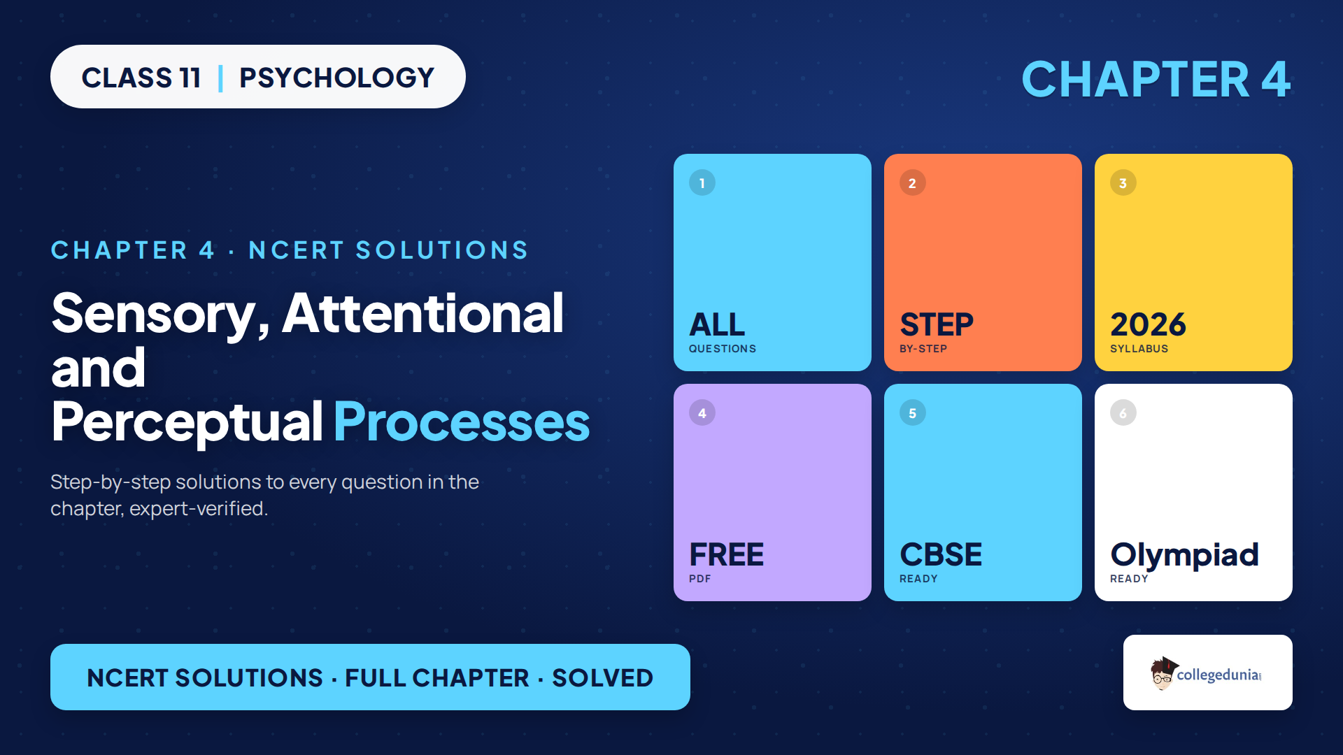 NCERT Solutions for Class 11 Psychology Chapter 4 Sensory Attentional and Perceptual Processes 2026-27
