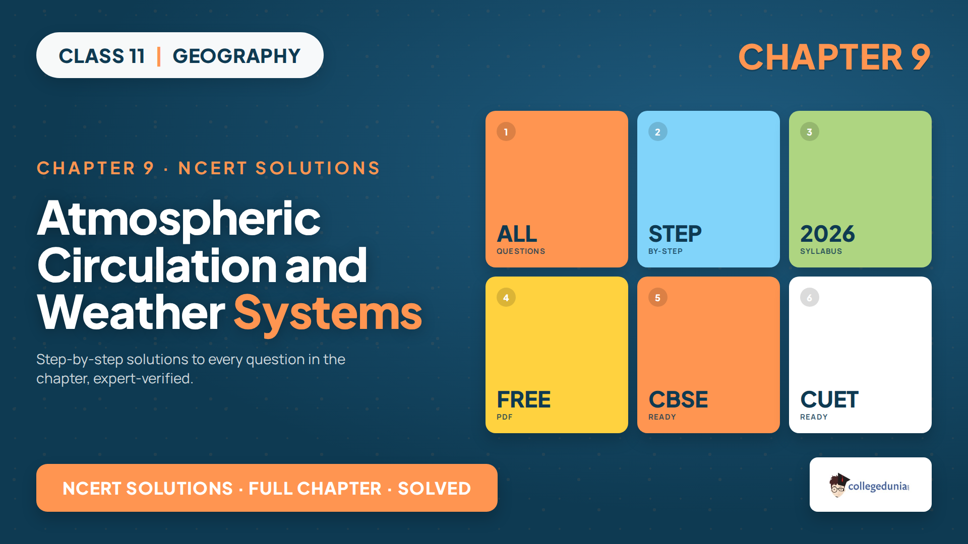 NCERT Solutions for Class 11 Geography Chapter 9 Atmospheric Circulation and Weather Systems, 2026-27