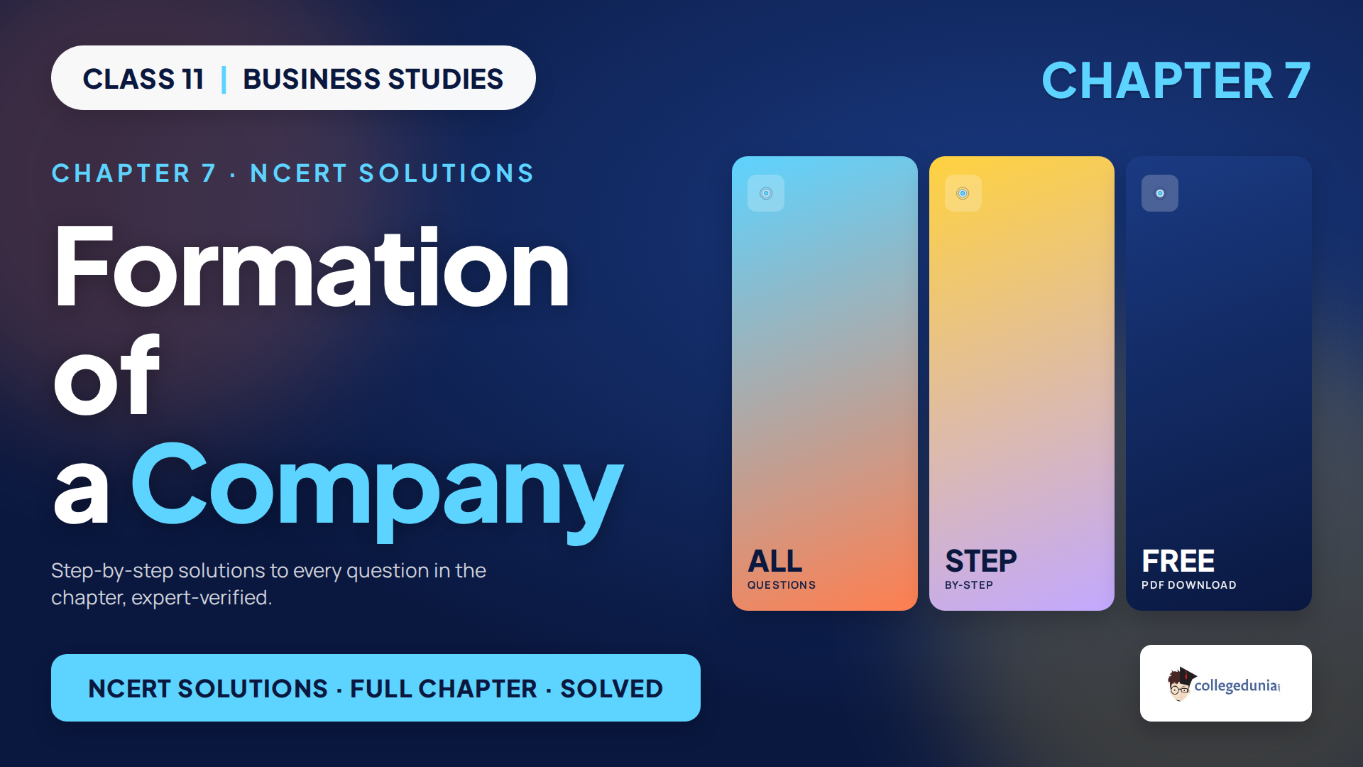 NCERT Solutions for Class 11 Business Studies Chapter 7 Formation of a Company 2026-27