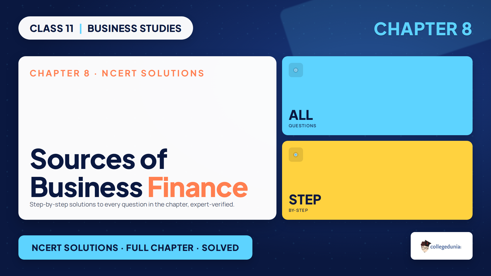 NCERT Solutions for Class 11 Business Studies Chapter 8 Sources of Business Finance 2026-27