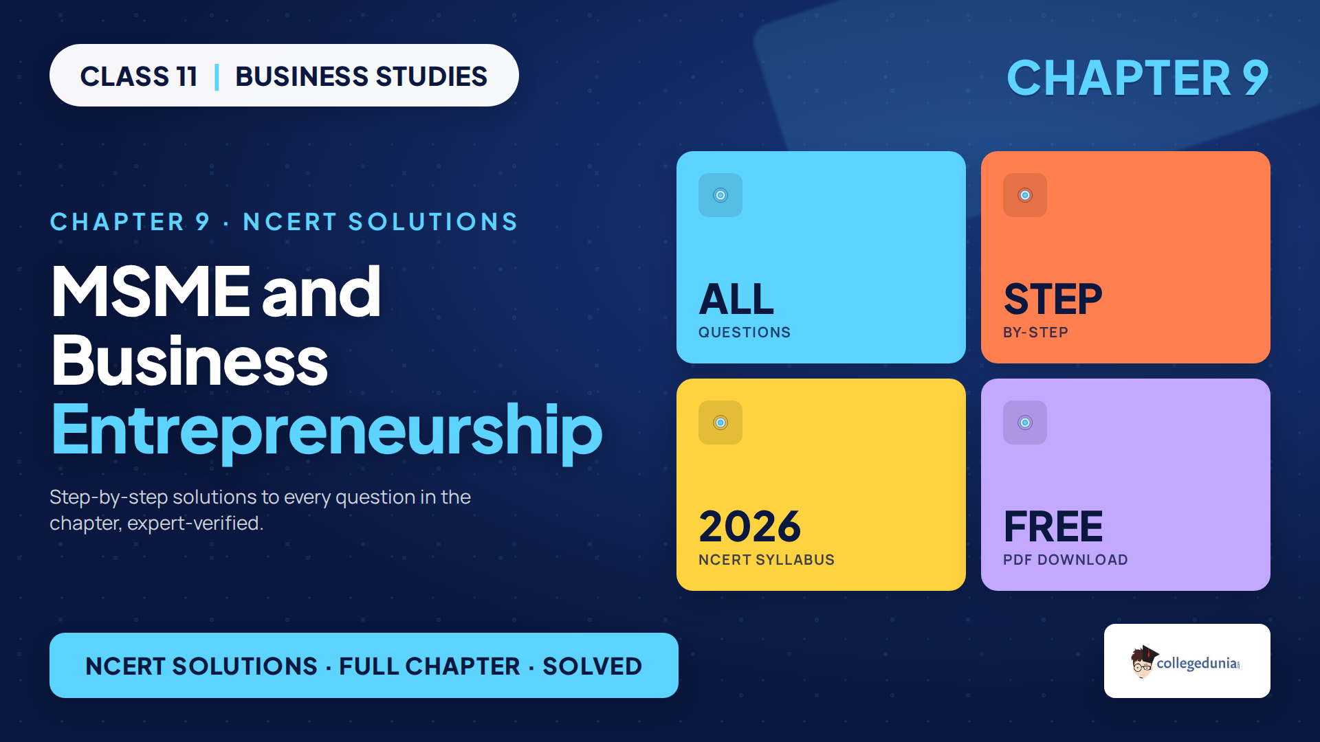 NCERT Solutions for Class 11 Business Studies Chapter 9 MSME and Business Entrepreneurship 2026-27