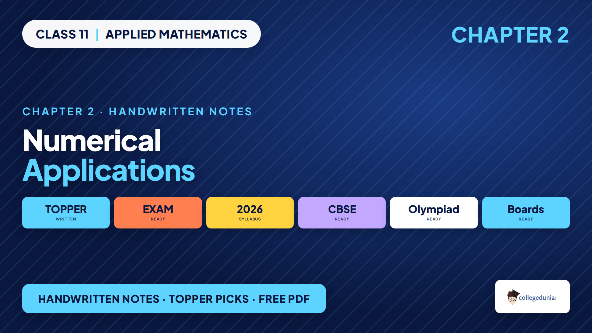 Class 11 Applied Mathematics Chapter 2 Numerical Applications handwritten notes featured image