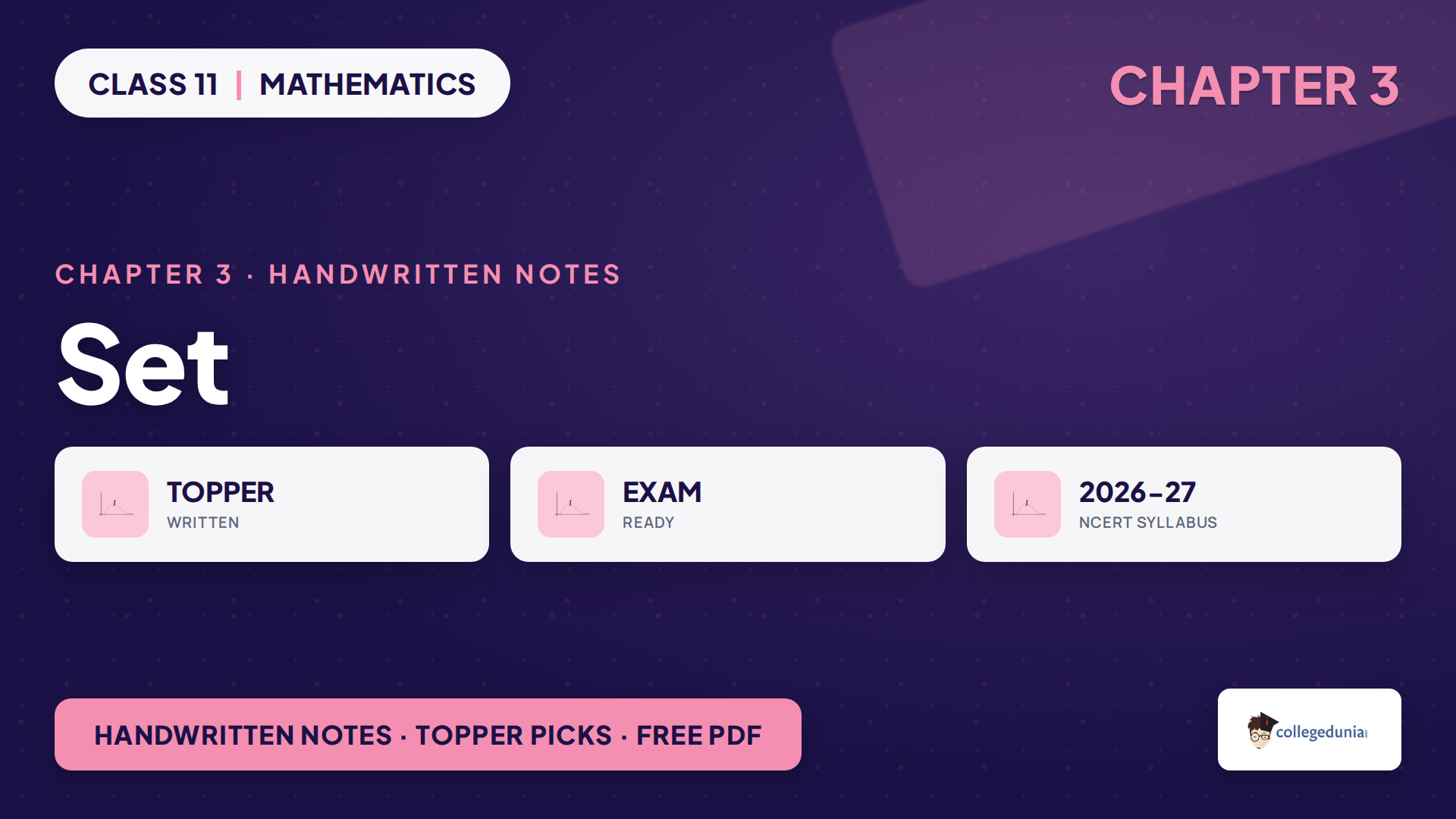 Class 11 Applied Mathematics Chapter 3 Set handwritten notes featured image
