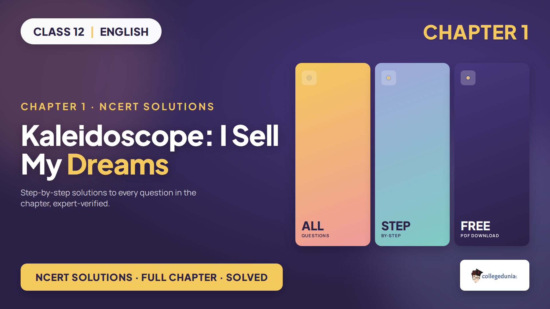 Class 12 English supplementary Chapter 1 I Sell My Dreams NCERT Solutions 2026-27
