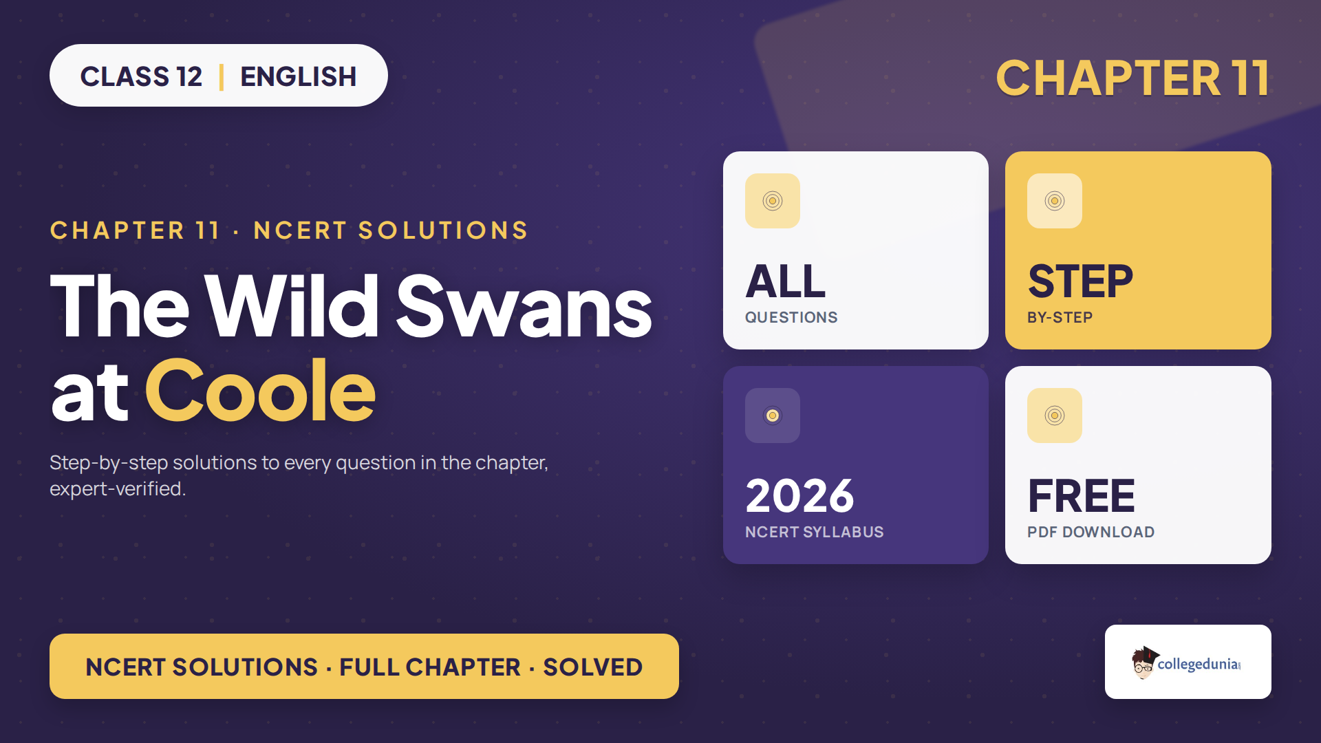 Class 12 English supplementary Chapter 11 The Wild Swans at Coole NCERT Solutions 2026-27