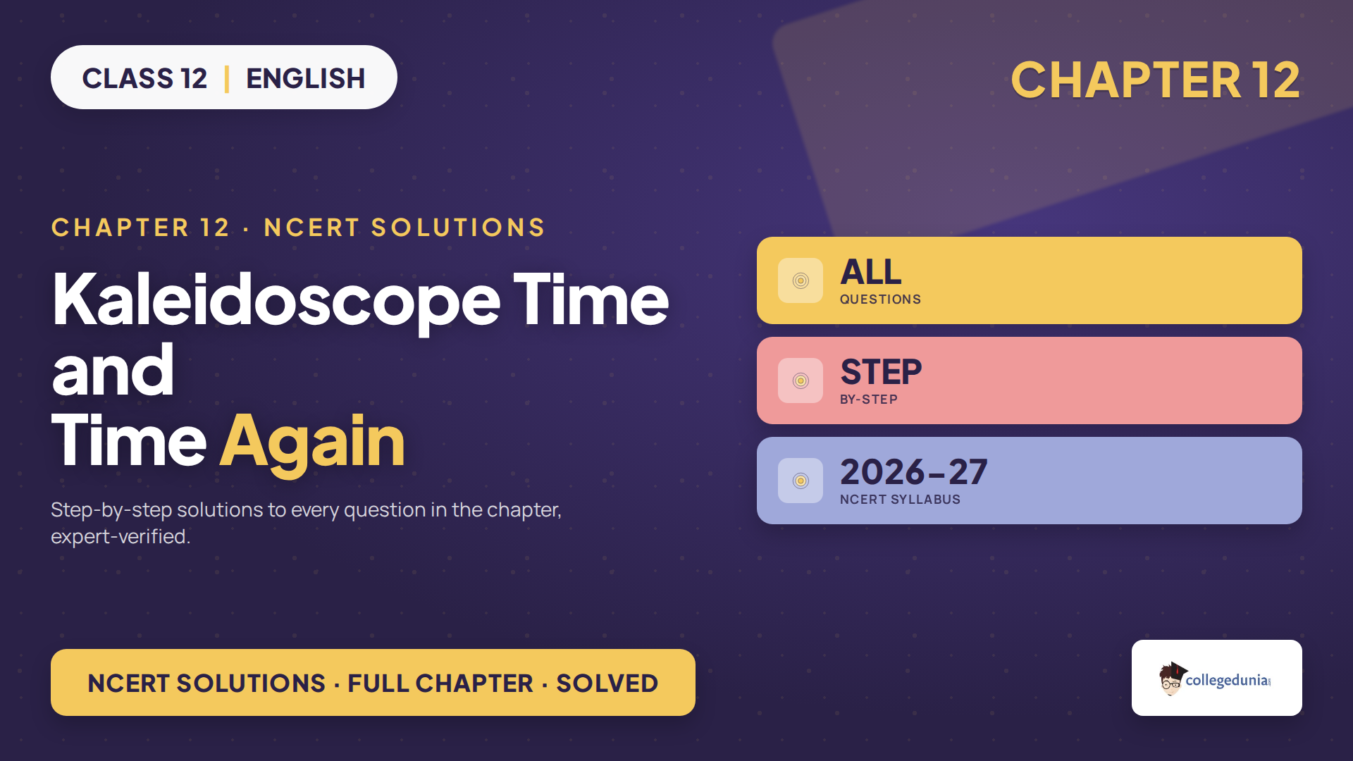 Class 12 English supplementary Chapter 12 Time and Time Again NCERT Solutions 2026-27