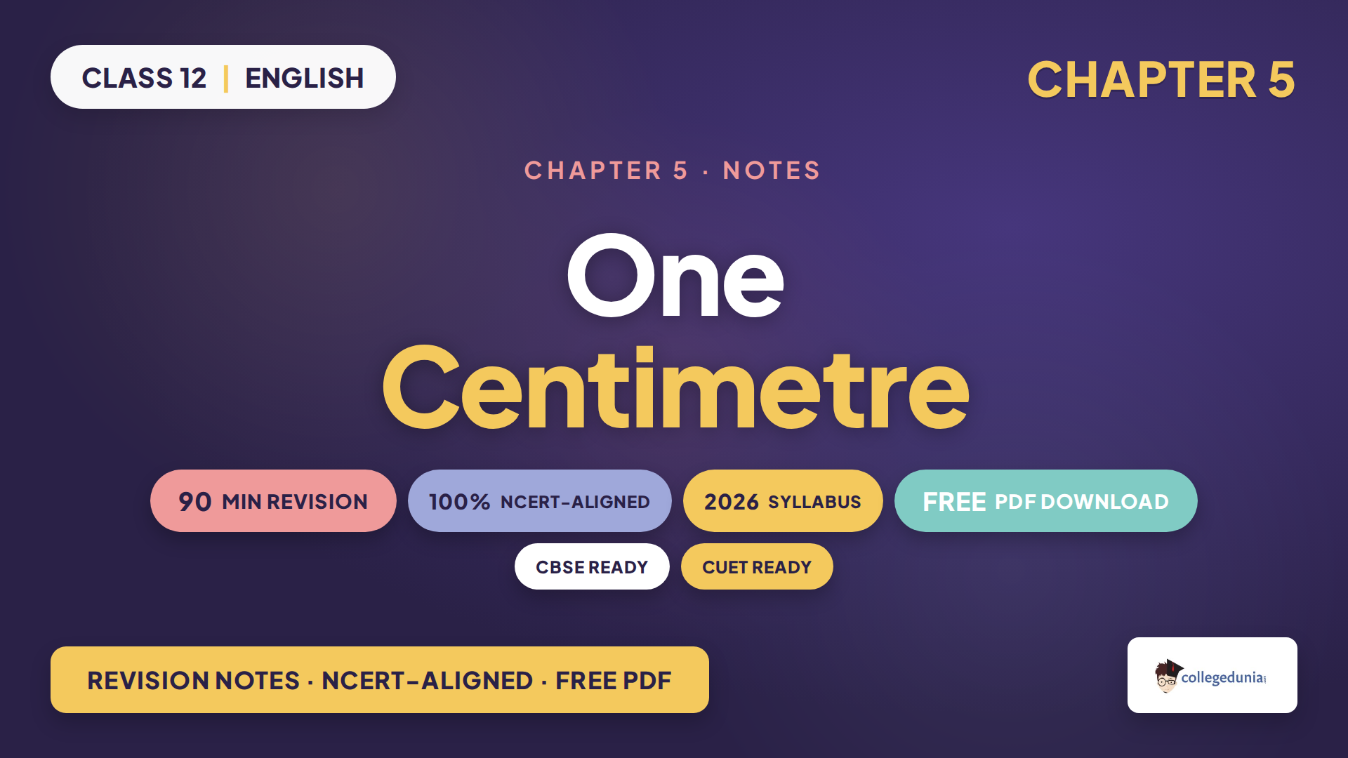 NCERT Notes Class 12 English Supplementary Chapter 5 One Centimetre