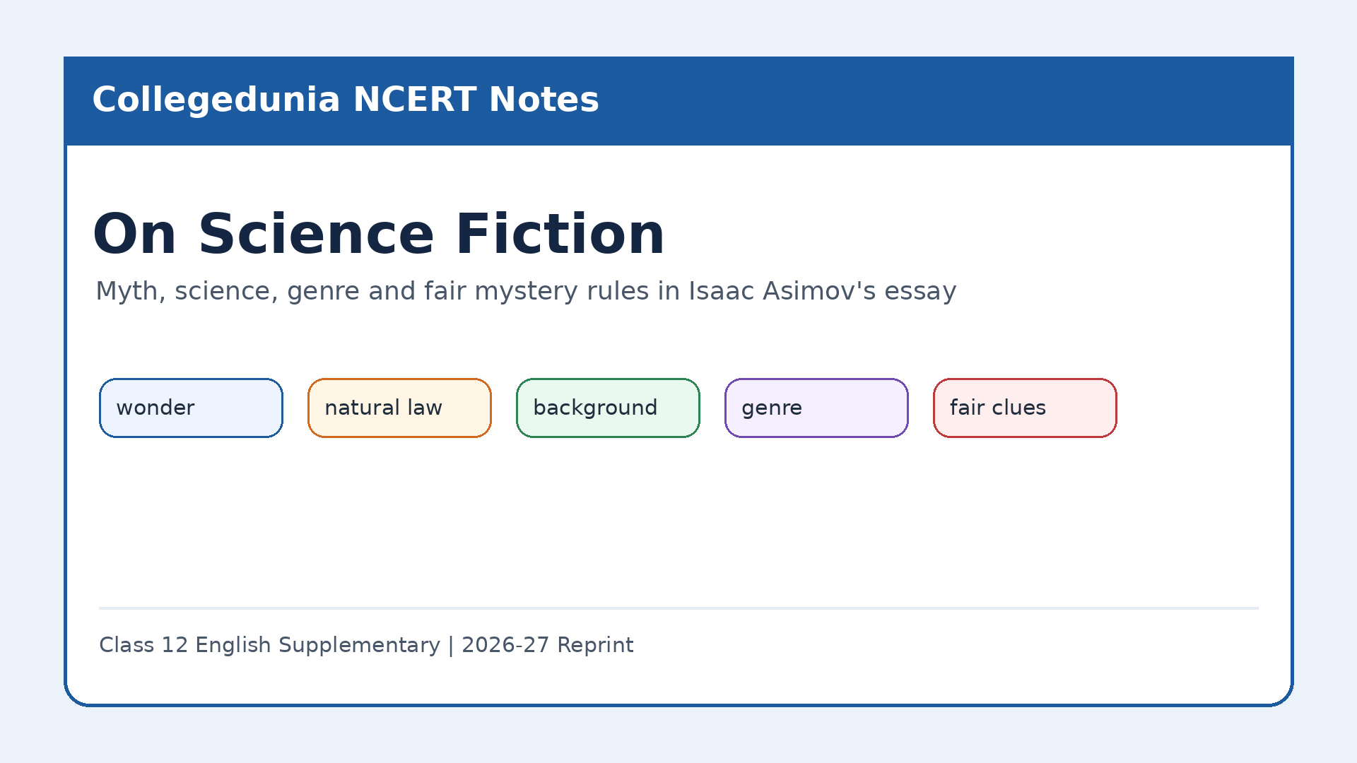 Class 12 English On Science Fiction Notes