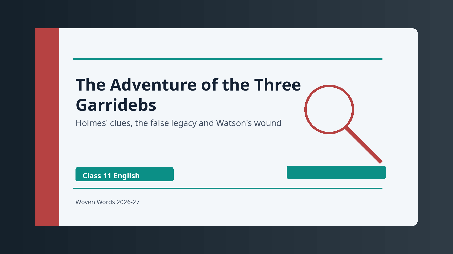 The Adventure of the Three Garridebs Class 11 NCERT Solutions 2026-27