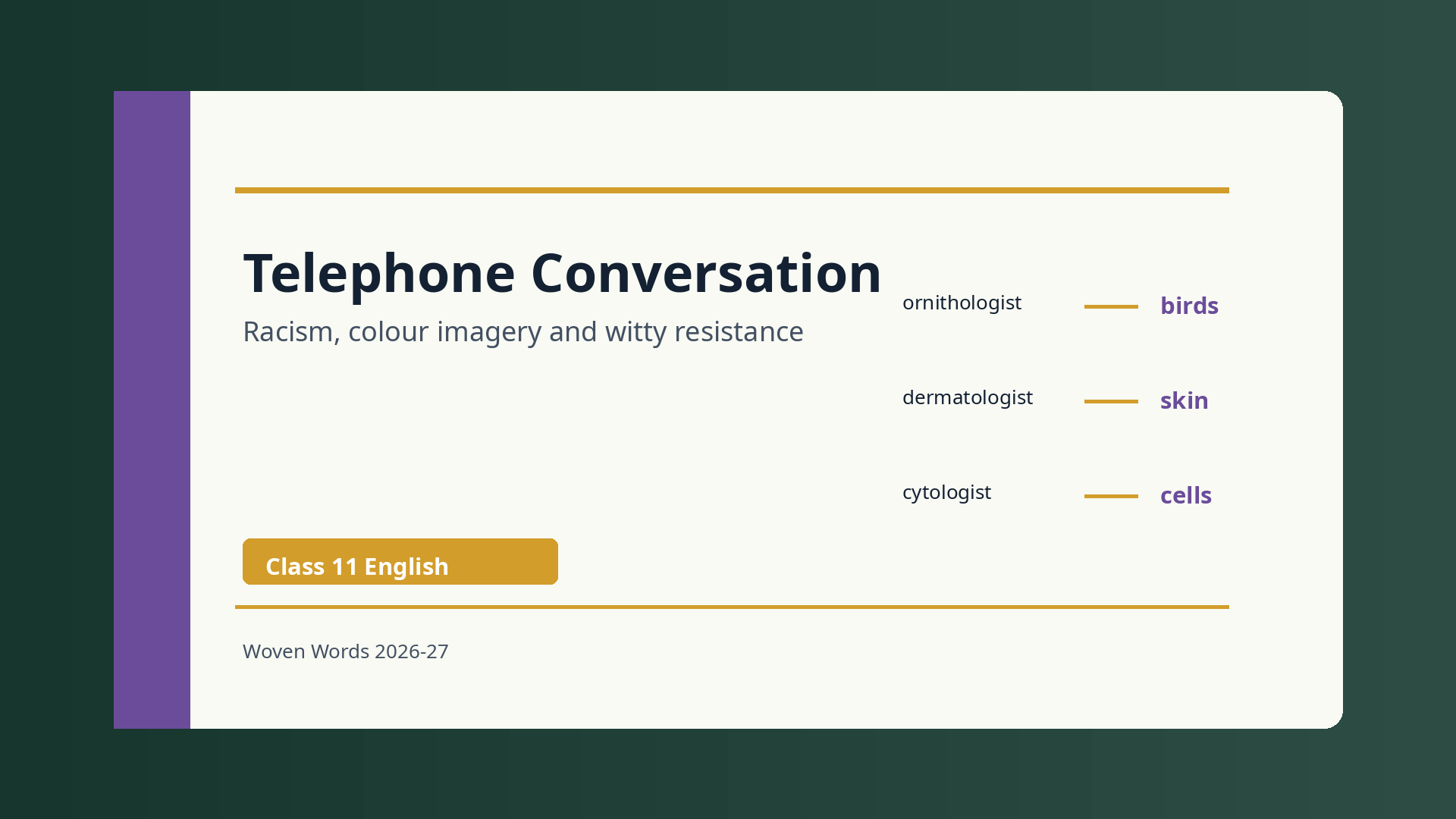 Telephone Conversation Class 11 English Woven Words NCERT Solutions