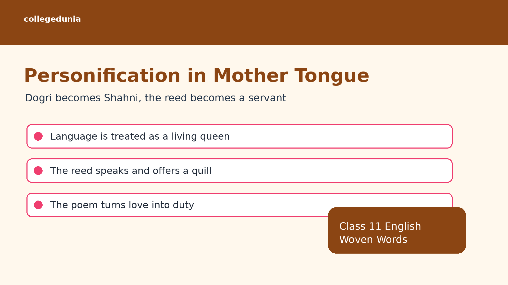 Personification map for Mother Tongue Class 11