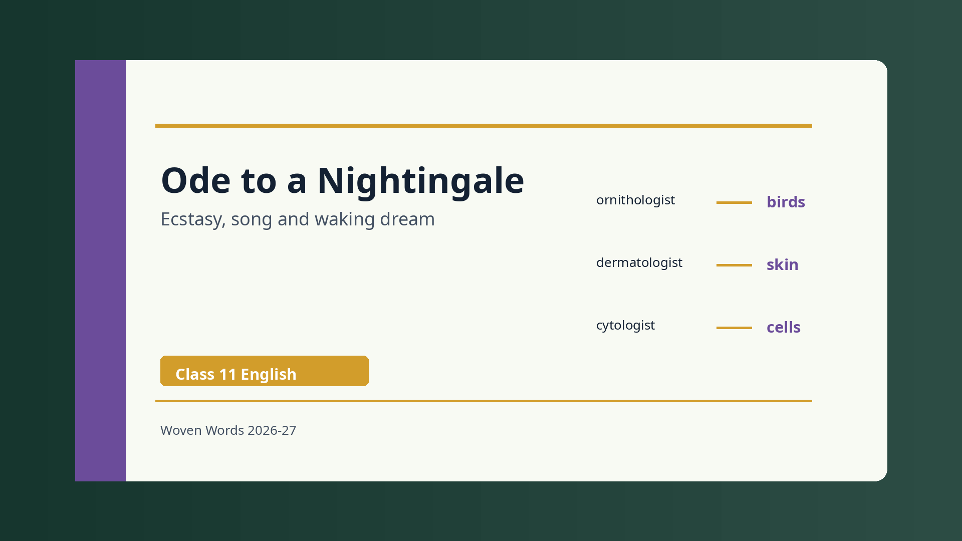 Ode to a Nightingale Class 11 NCERT Solutions 2026-27