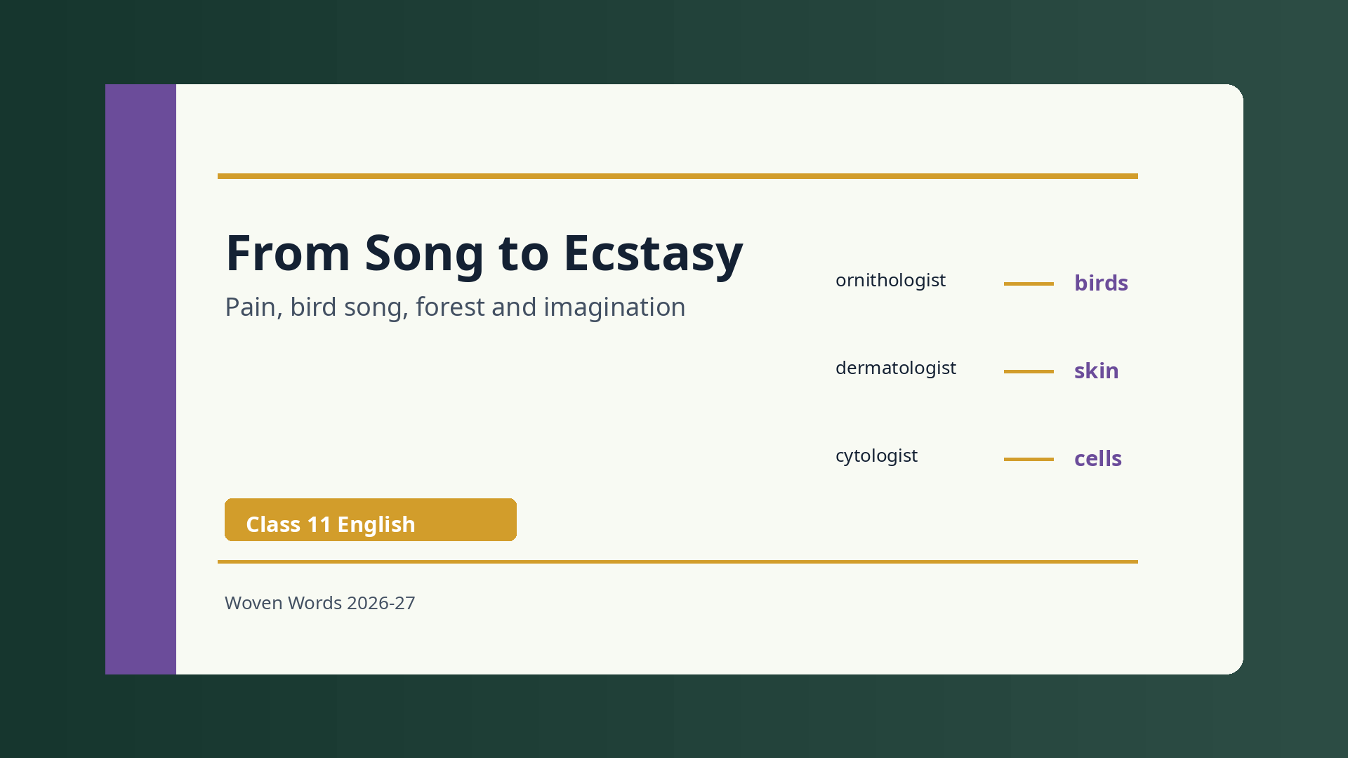 Nightingale song and ecstasy in Ode to a Nightingale