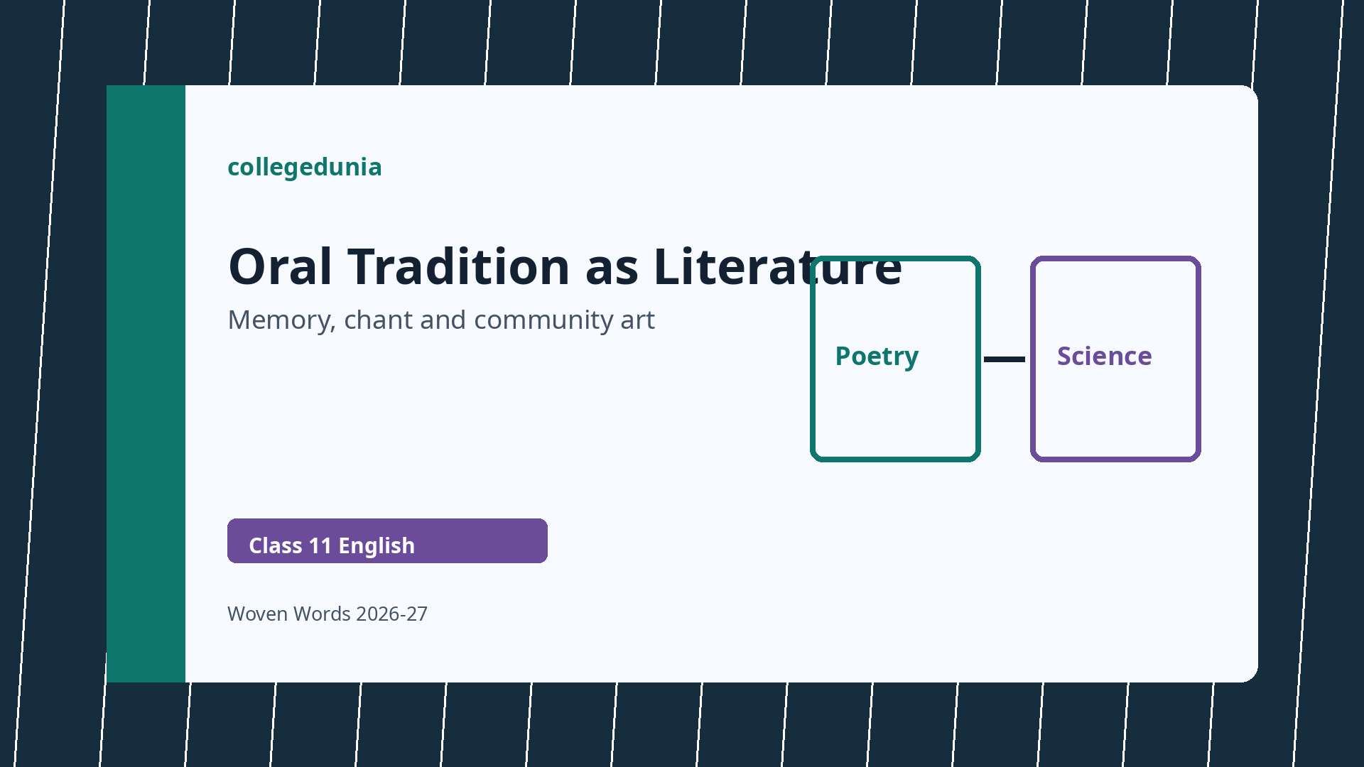 Oral tradition as literature in Tribal Verse
