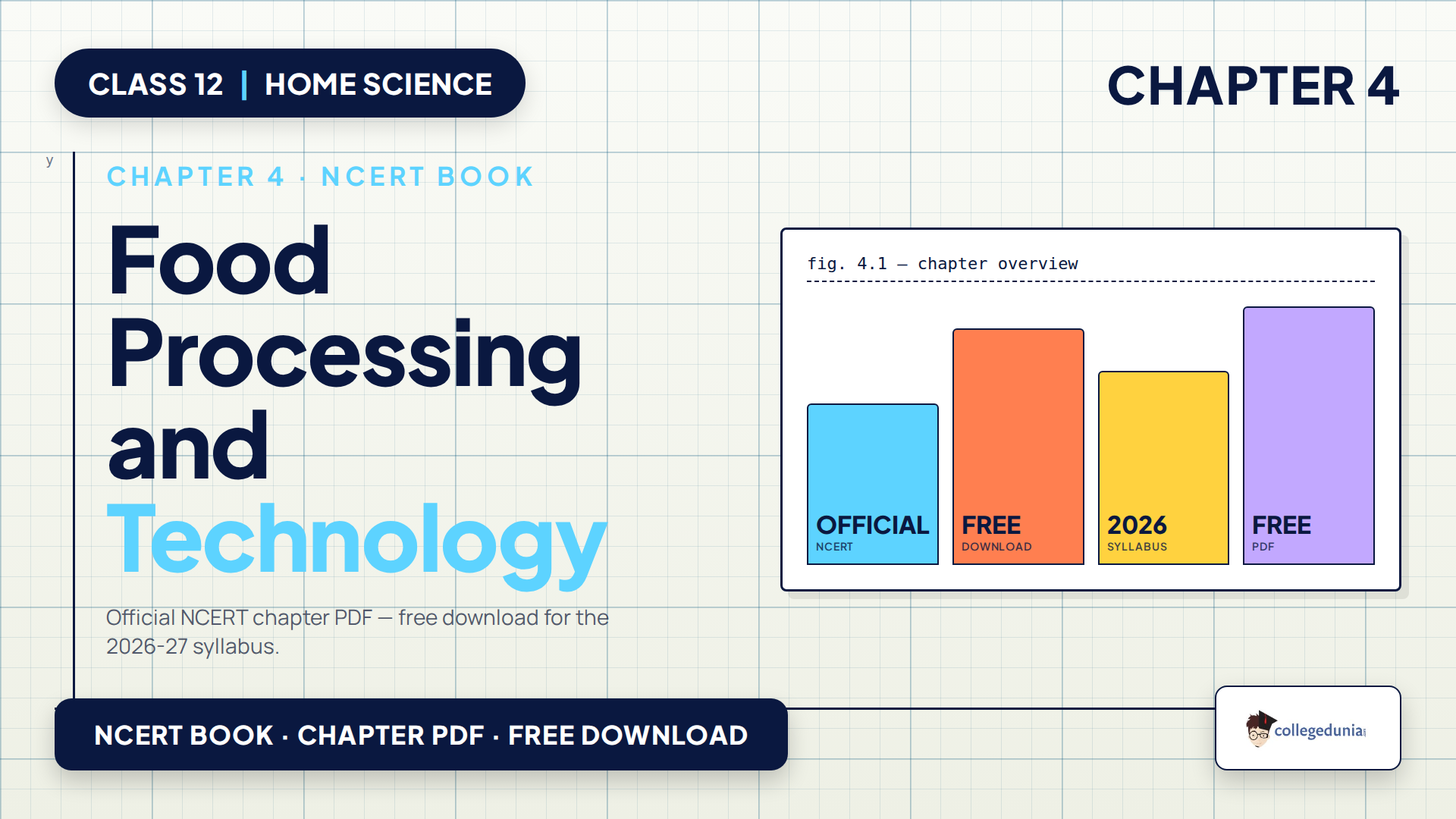 NCERT Class 12 Home Science Chapter 4 Food Processing and Technology Book PDF