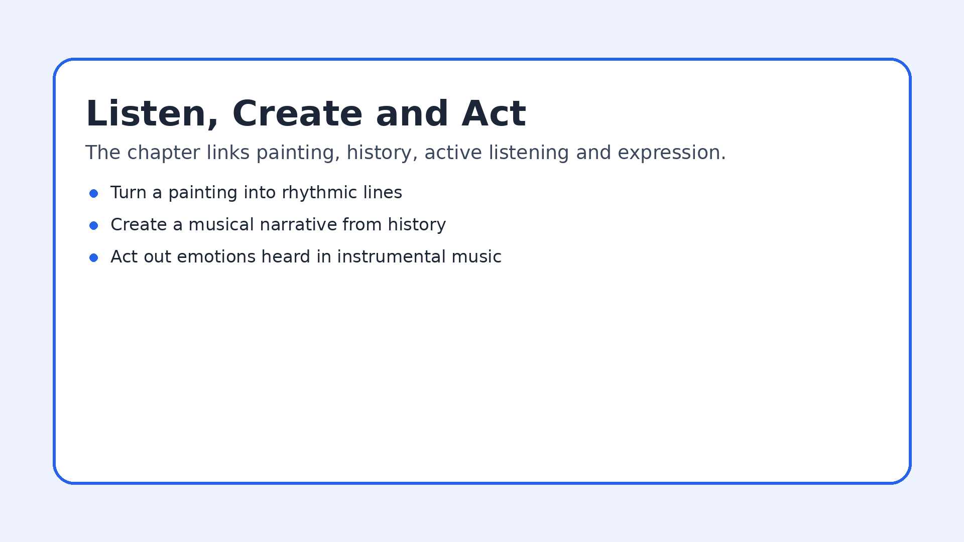 Class 7 Arts Chapter 6 active listening musical narrative and acting emotions