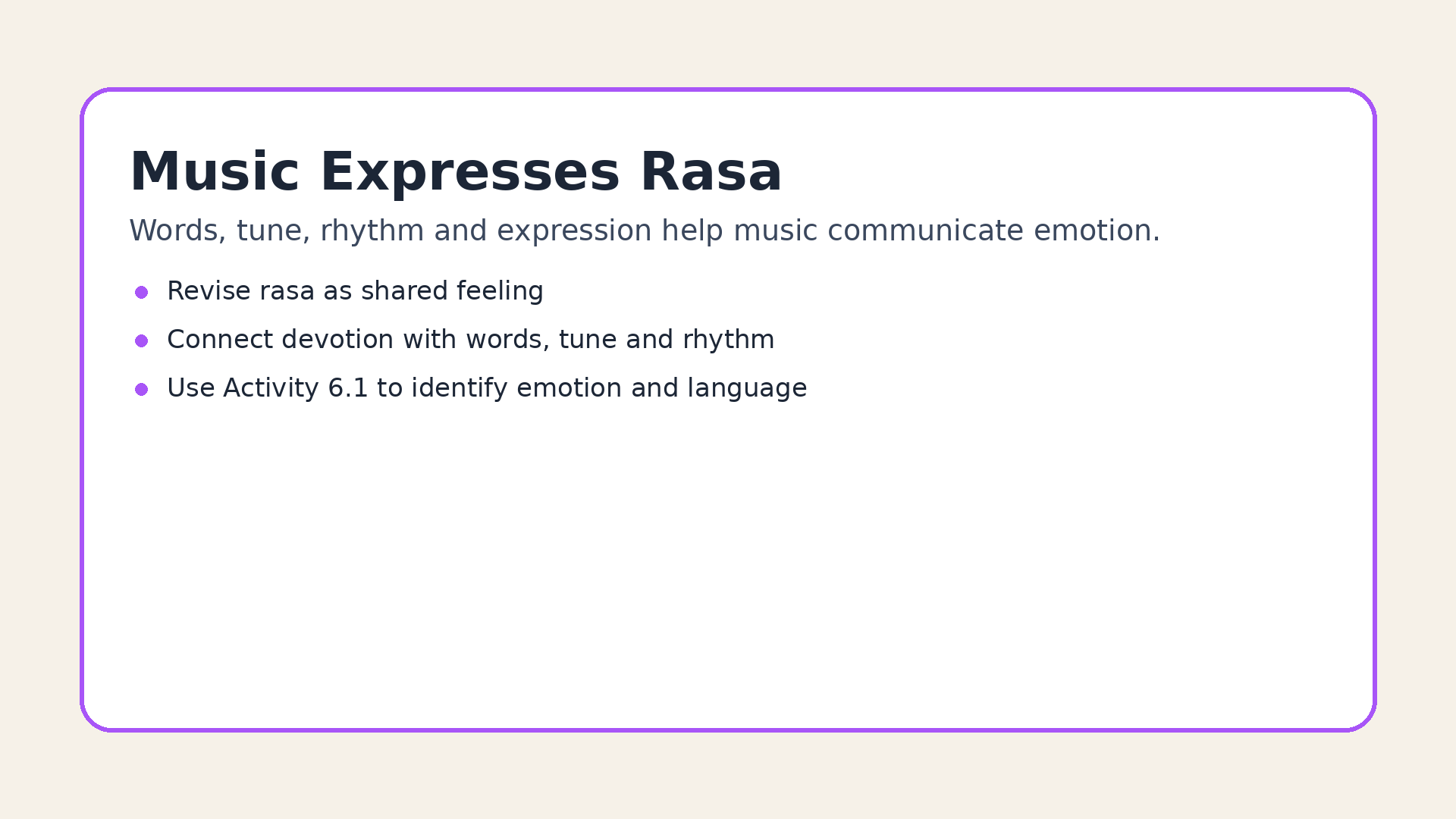 Class 7 Arts Chapter 6 rasa devotional music words tune rhythm expression