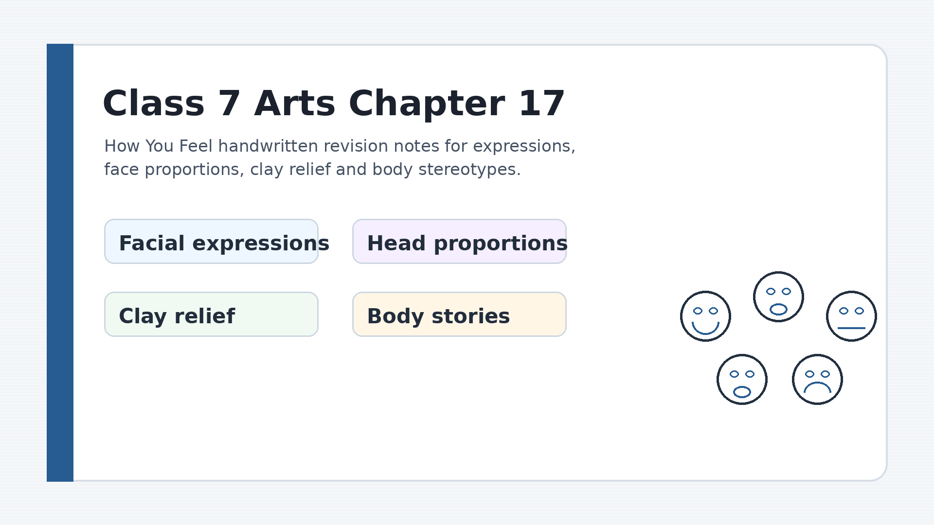 Class 7 Arts Kriti Chapter 17 How You Feel handwritten notes cover