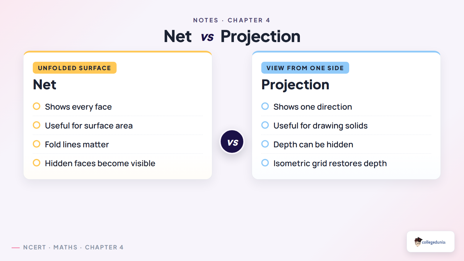 Net versus projection comparison for Class 8 geometry themes