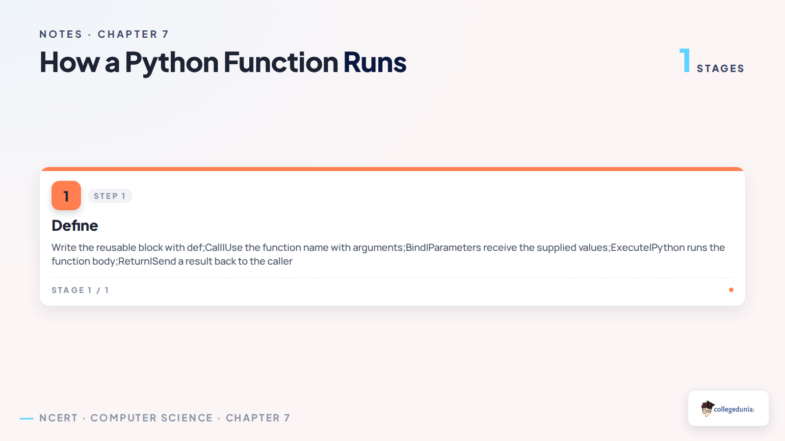 Flow of a Python function call from definition to return