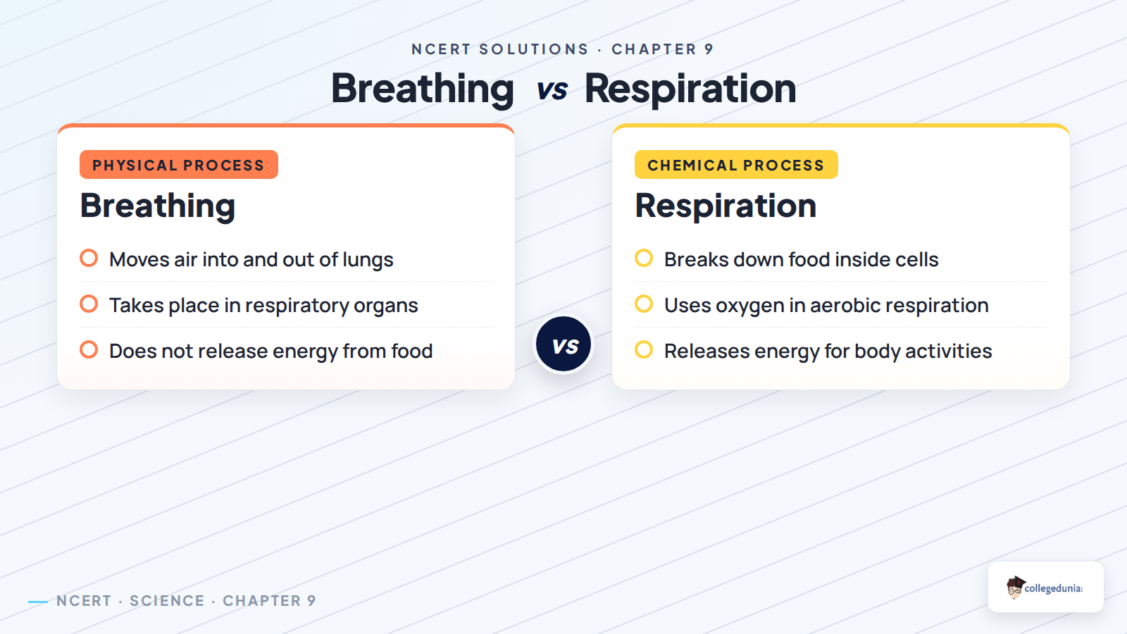 Difference between breathing and cellular respiration