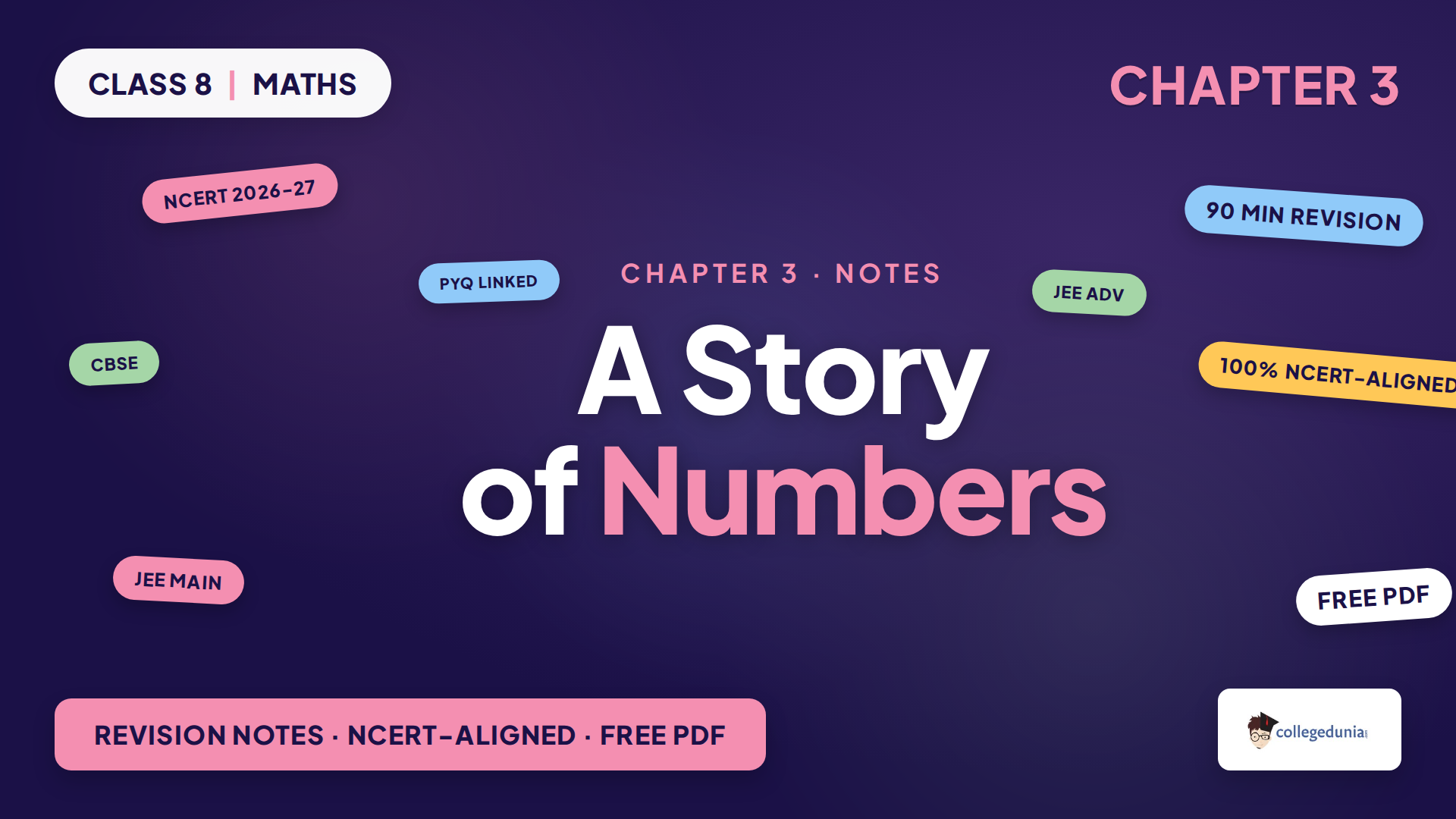 Class 8 Mathematics A Story of Numbers notes for Chapter 3