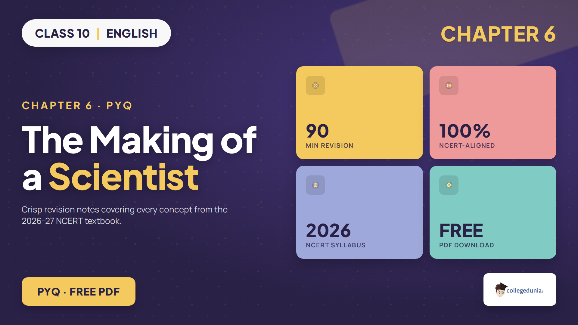 Class 10 English The Making of a Scientist PYQ