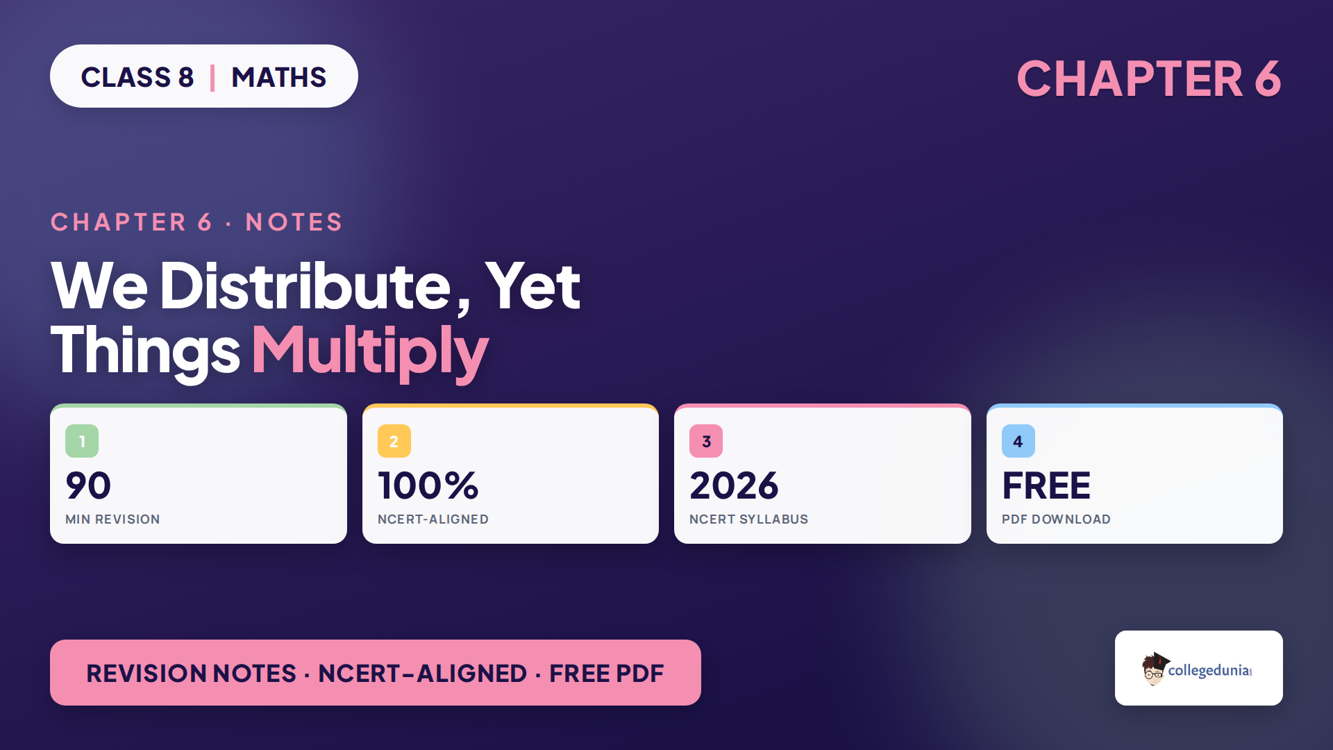 Class 8 Mathematics Chapter 6 notes for We Distribute, Yet Things Multiply