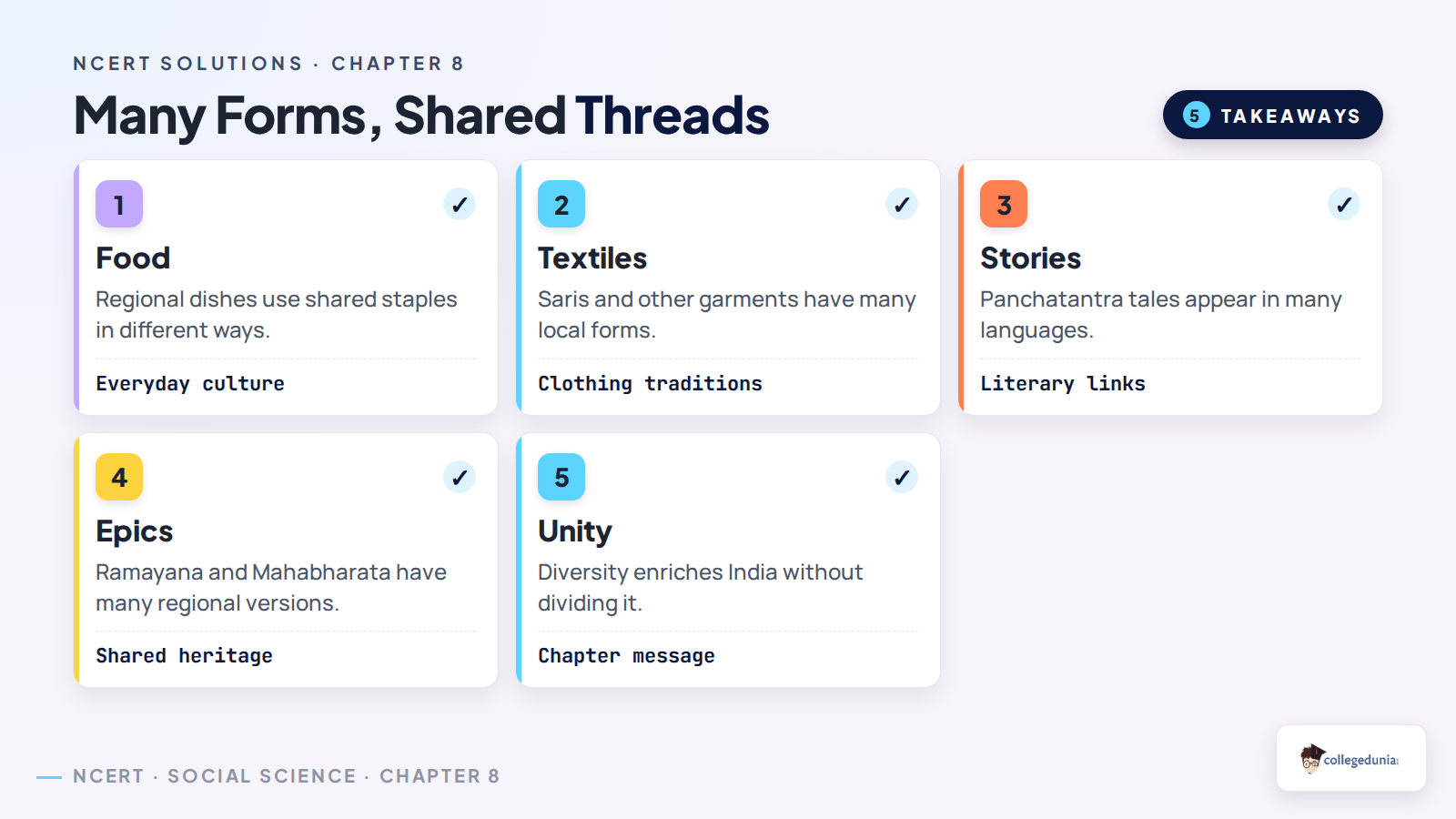 Key takeaways on food, textiles, stories, epics and unity in India
