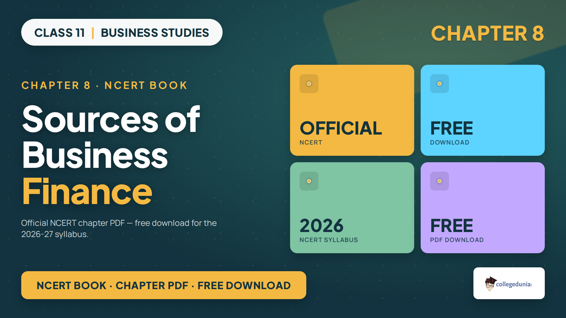 NCERT Class 11 Business Studies Chapter 8 Sources of Business Finance book PDF