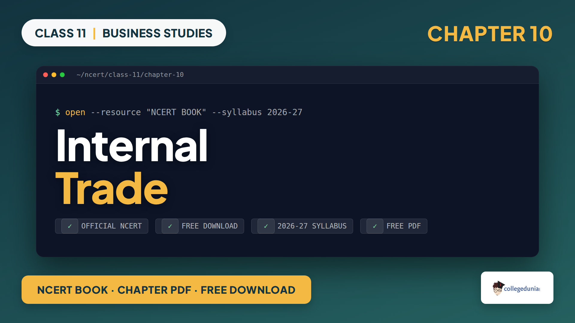 Class 11 Business Studies Chapter 10 Internal Trade NCERT Book