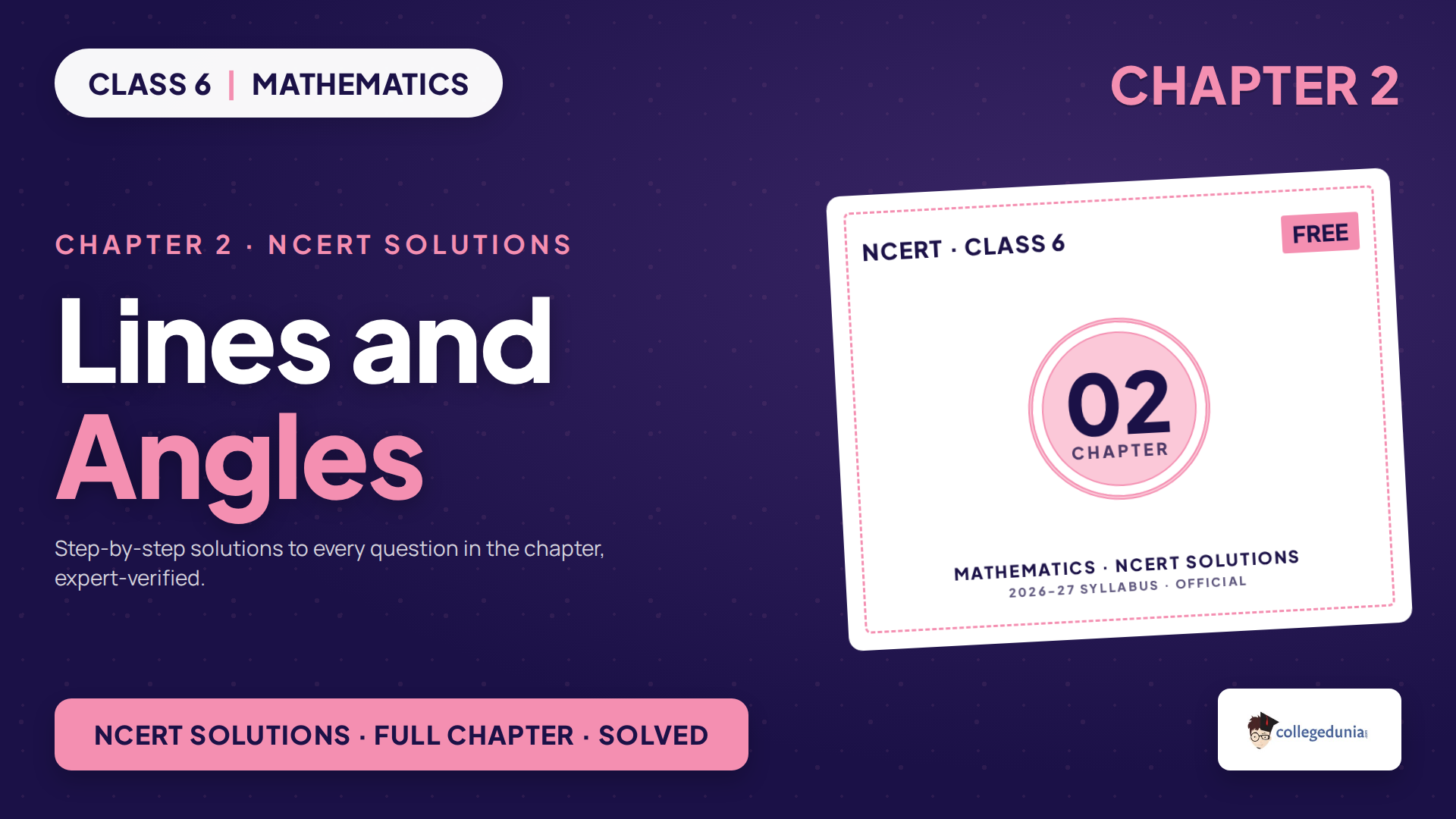 Class 6 Mathematics Lines and Angles NCERT Solutions chapter cover