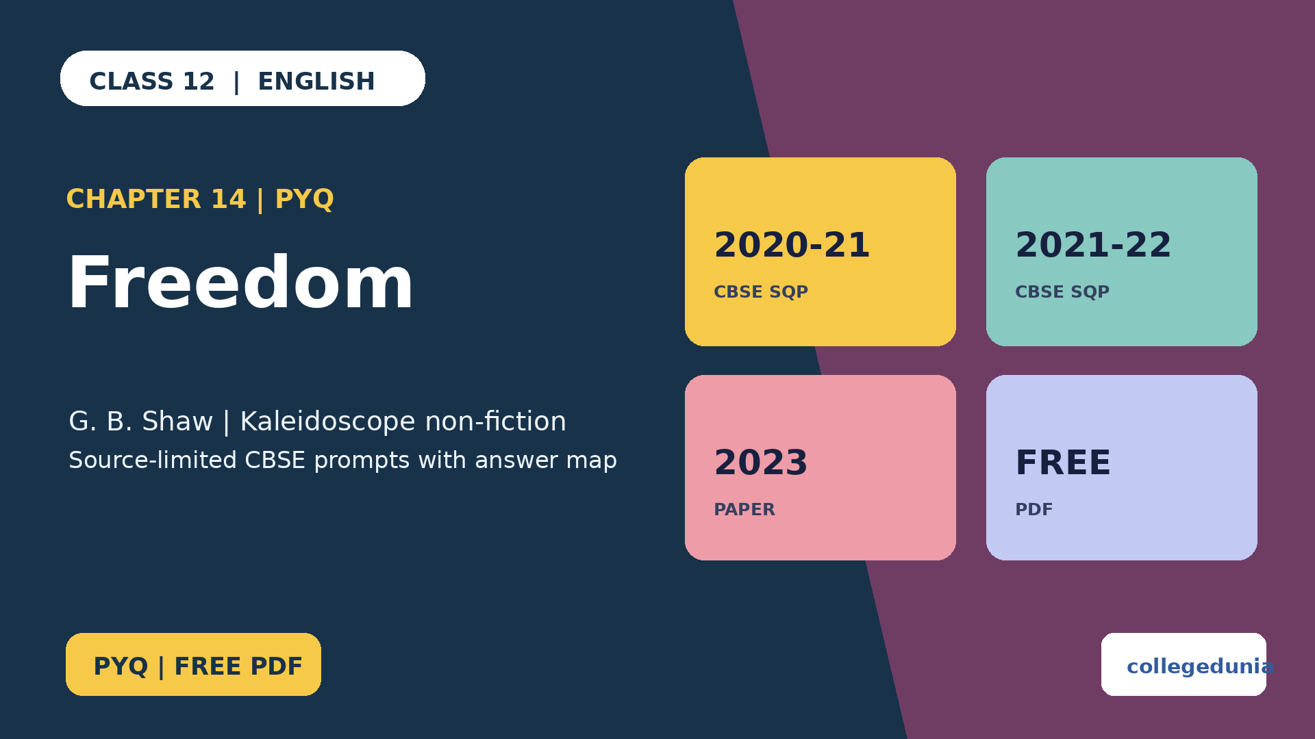 Class 12 English Supplementary Freedom PYQ PDF