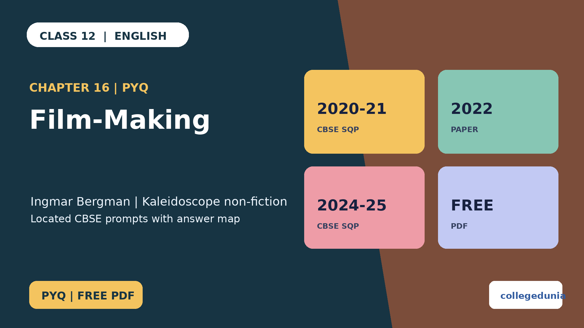 Class 12 English Supplementary Film-Making PYQ PDF
