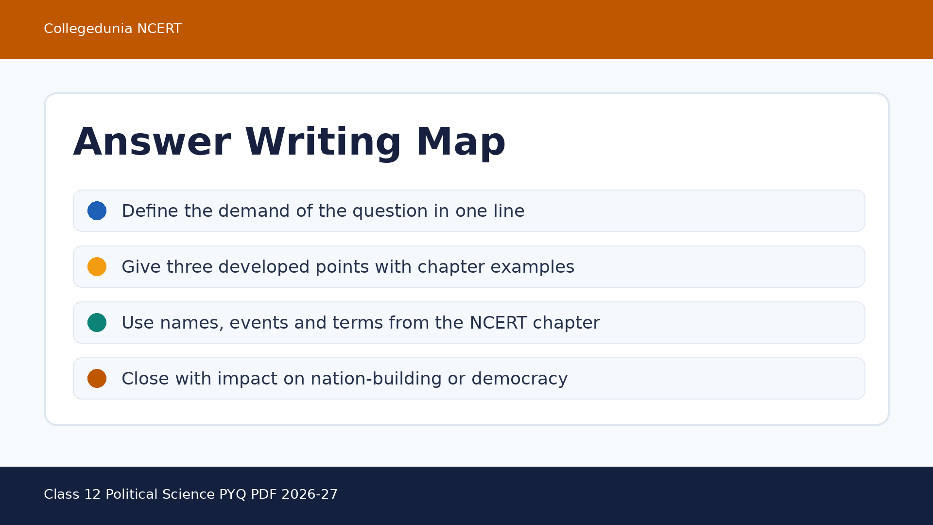Answer map for Challenges of Nation Building PYQ questions