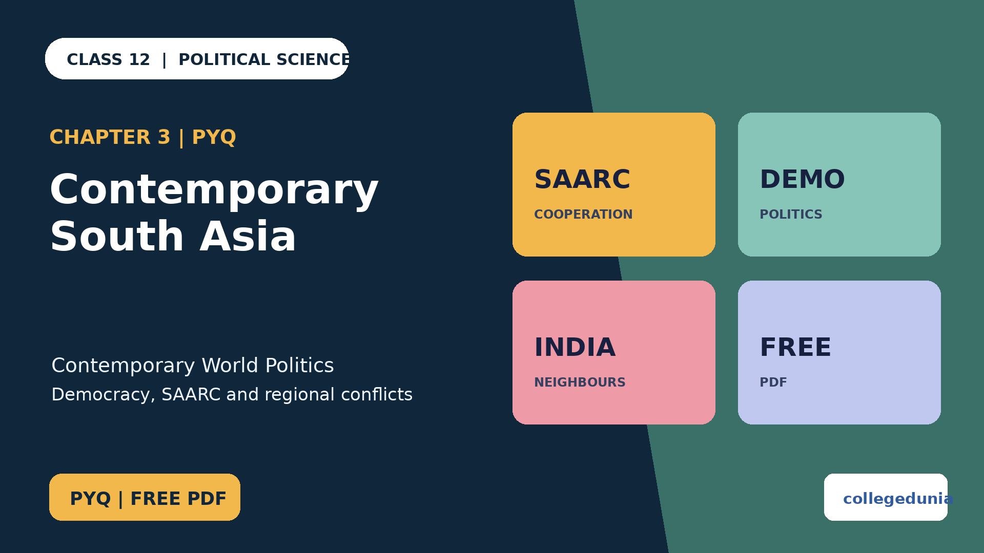 Class 12 Political Science Contemporary South Asia PYQ PDF