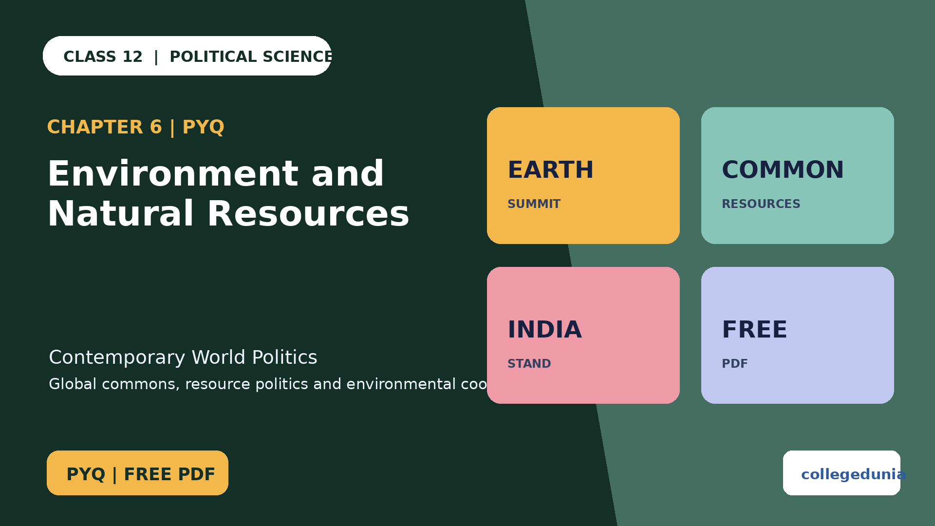 Class 12 Political Science Environment and Natural Resources PYQ PDF