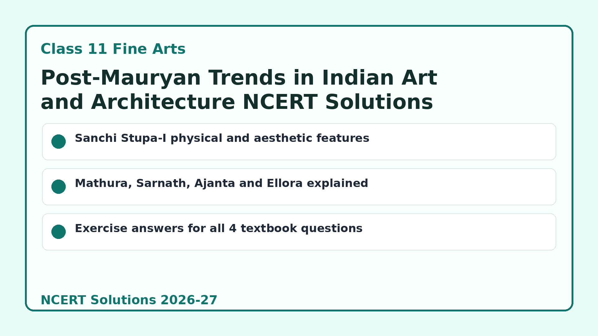 NCERT Solutions Class 11 Fine Arts Post-Mauryan Trends