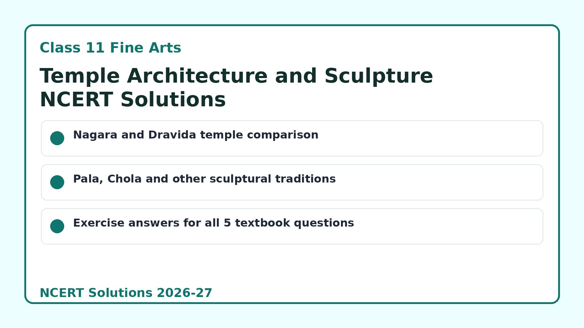 NCERT Solutions Class 11 Fine Arts Temple Architecture and Sculpture
